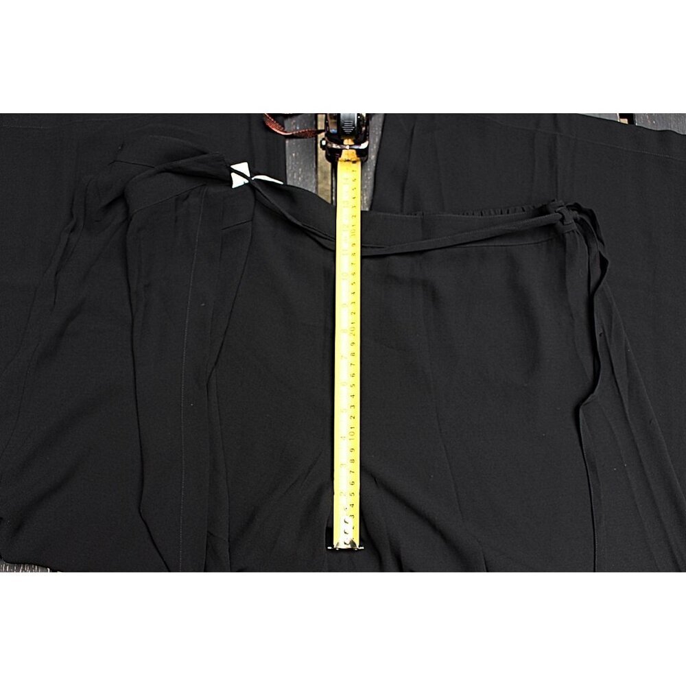 New w/Tags- Eileen Fisher Silk Georgette Crepe Wide Leg Sarong Pants, Black, XL - Picture 10 of 12
